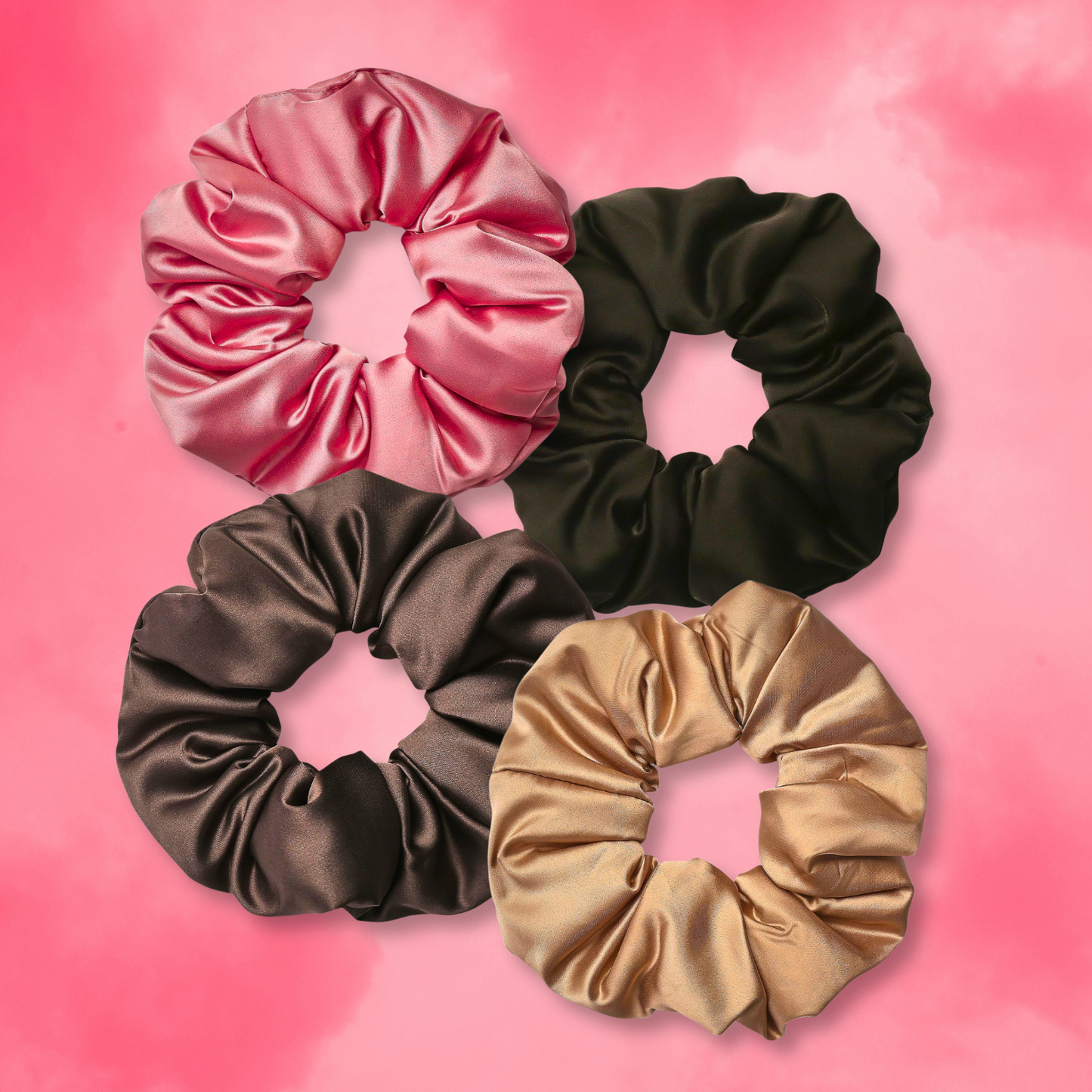 SATIN SCRUNCHIES (4 Pack)